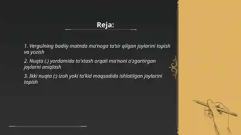 Badiiy asar matnlaridan tinish belgilari ma'noga ta'sir qilgan joylarini topib yozish 2