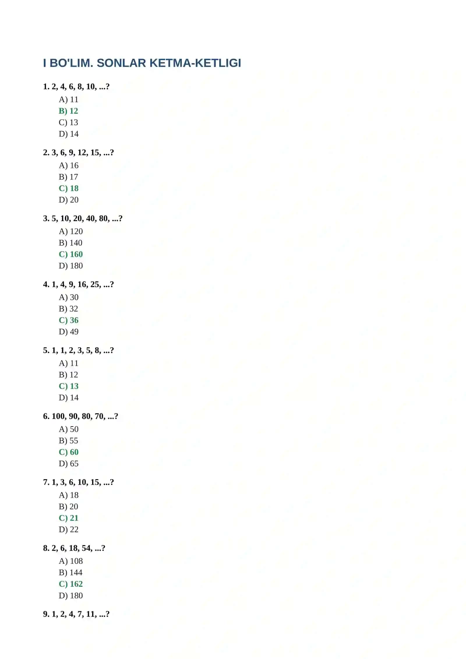 ARGOS Test — Mantiq va Matematika: 100 ta Savol va Javoblar To'plami (2026) 2
