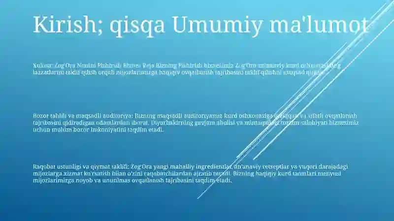 Zog'Ora Nonini Pishirish Biznes Reja 2