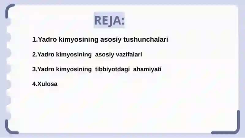 Yadro kimyosing tibbiyotdagi o’rni 2