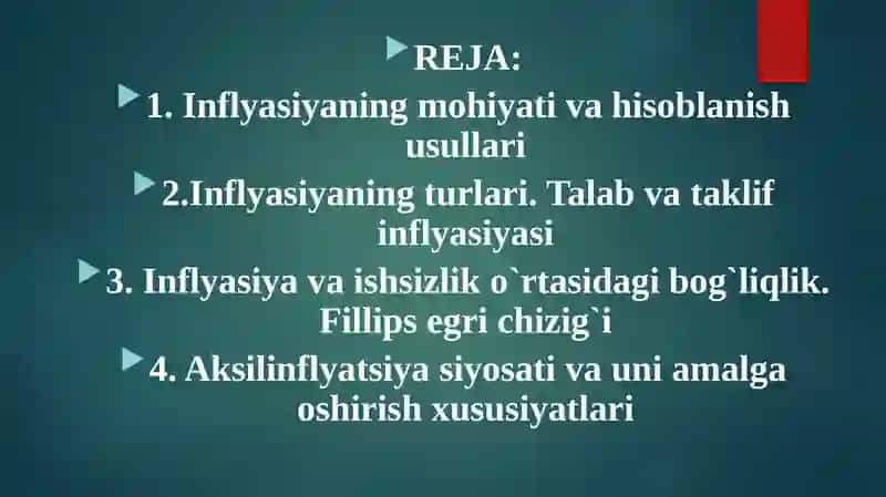 Inflyasiya va inflasiyaga qarshi siyosat 2