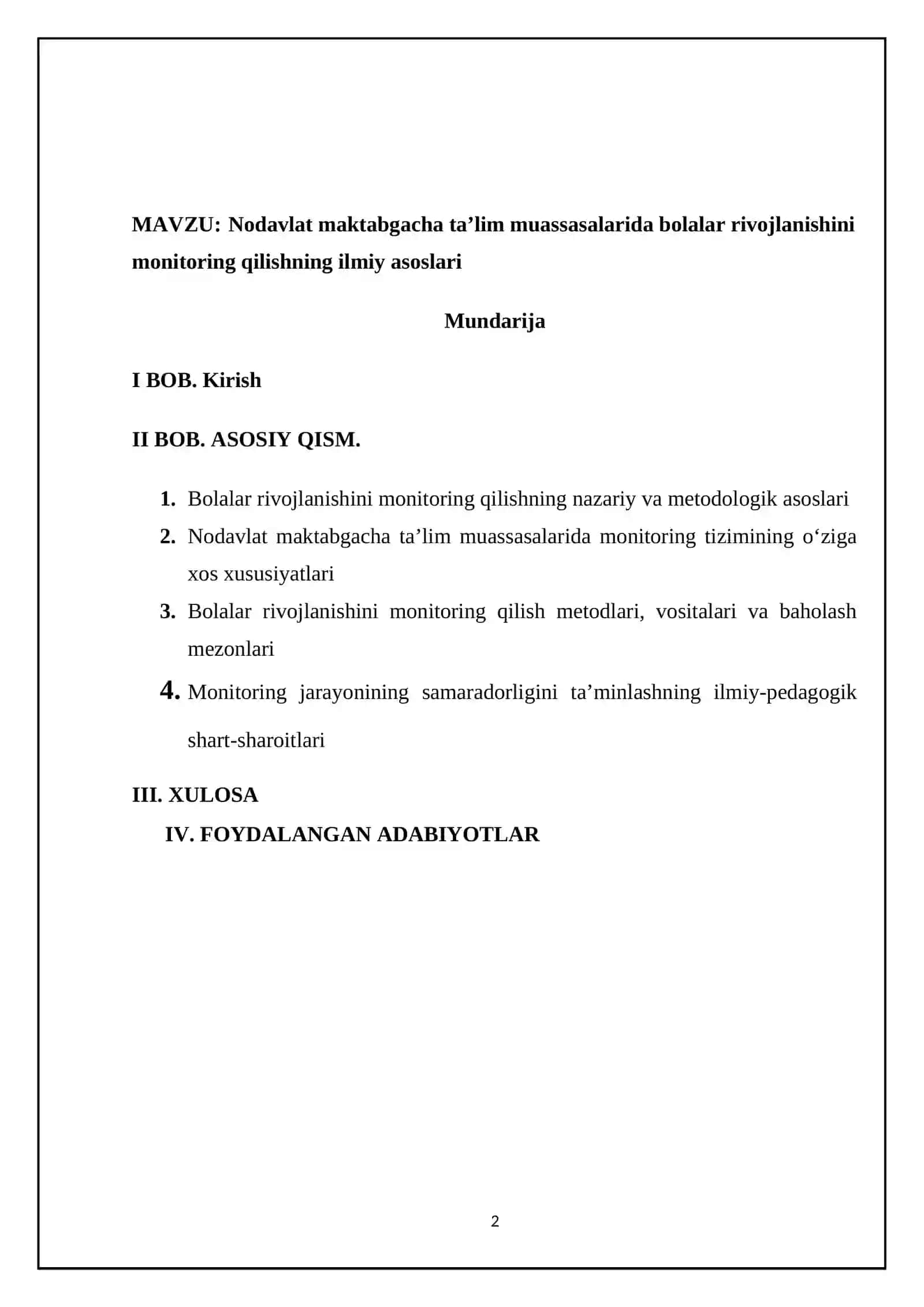 Nodavlat maktabgacha ta’lim muassasalarida bolalar rivojlanishini monitoring qilishning ilmiy asoslari 2