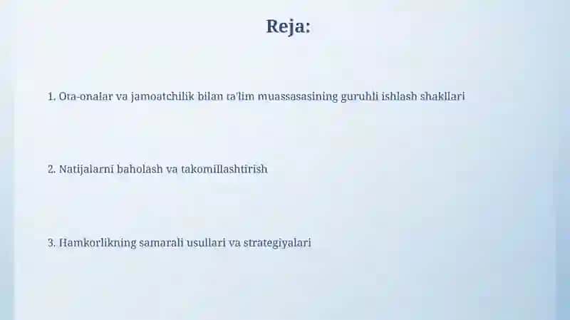 Ota-onalar va jamoatchilik bilan ta'lim muassasasining guruhli ishlash shakllari 2