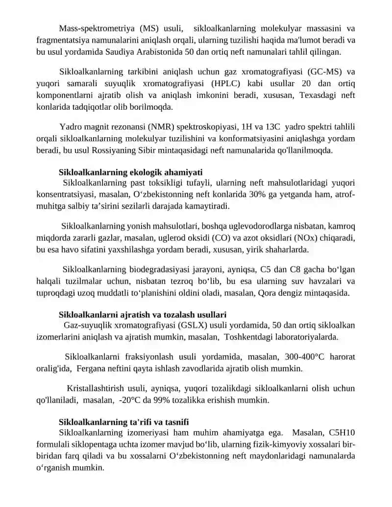 Neft tarkibidagi sikloalkanlar (naftenlar) 2