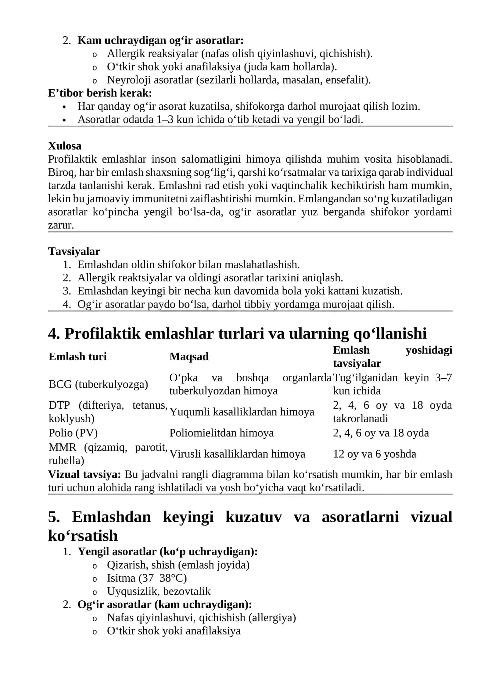 Profilaktik emlashlarga qarshi ko‘rsatma va emlasmanlikni tanlash 2