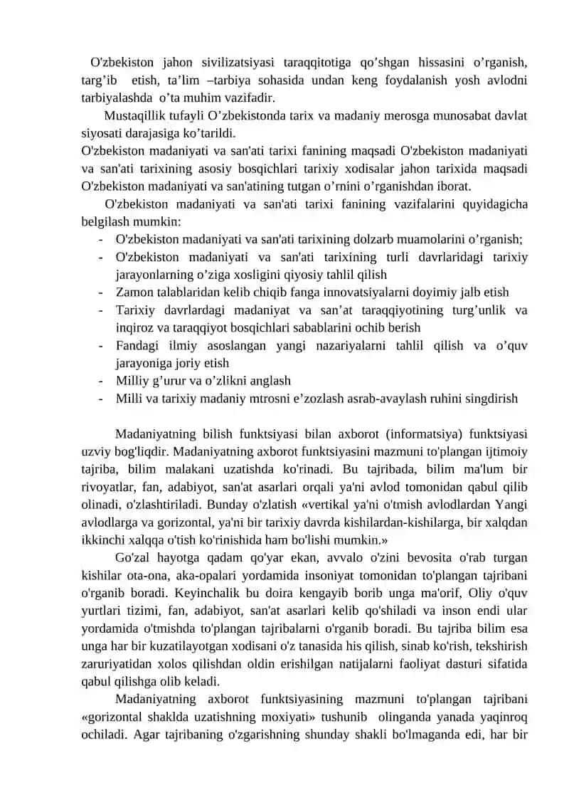 O'zbekistonning Madaniyat va San'ati Tarixi 2