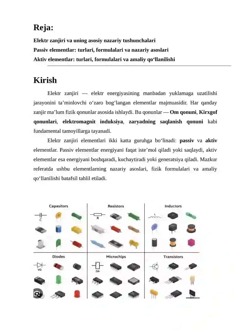 Elektronika SXEMALAR fanidan MUSTAQIL ISHI 2