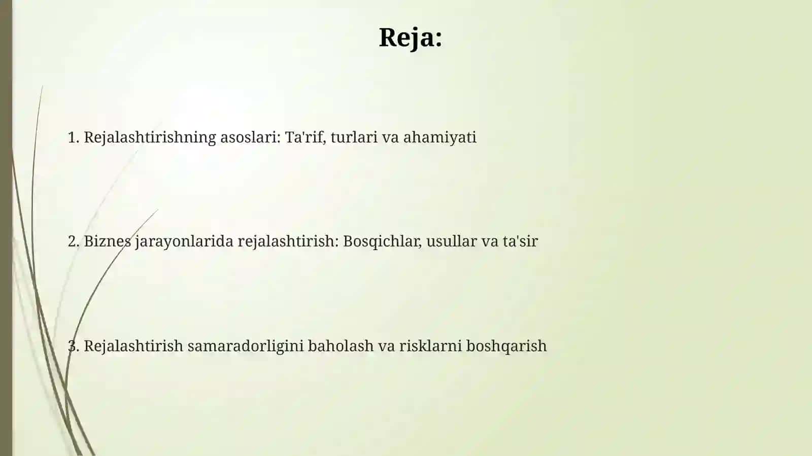 5-dars.Biznes jaroyonlarida rejalashtirishning mohiyati 2