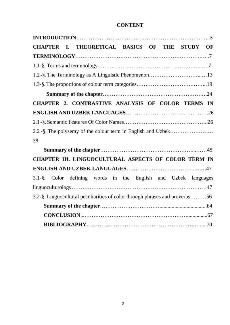 SEMANTIC FEATURES OF COLOR TERMS IN ENGLISH AND UZBEK LINGUOCULTURE 2