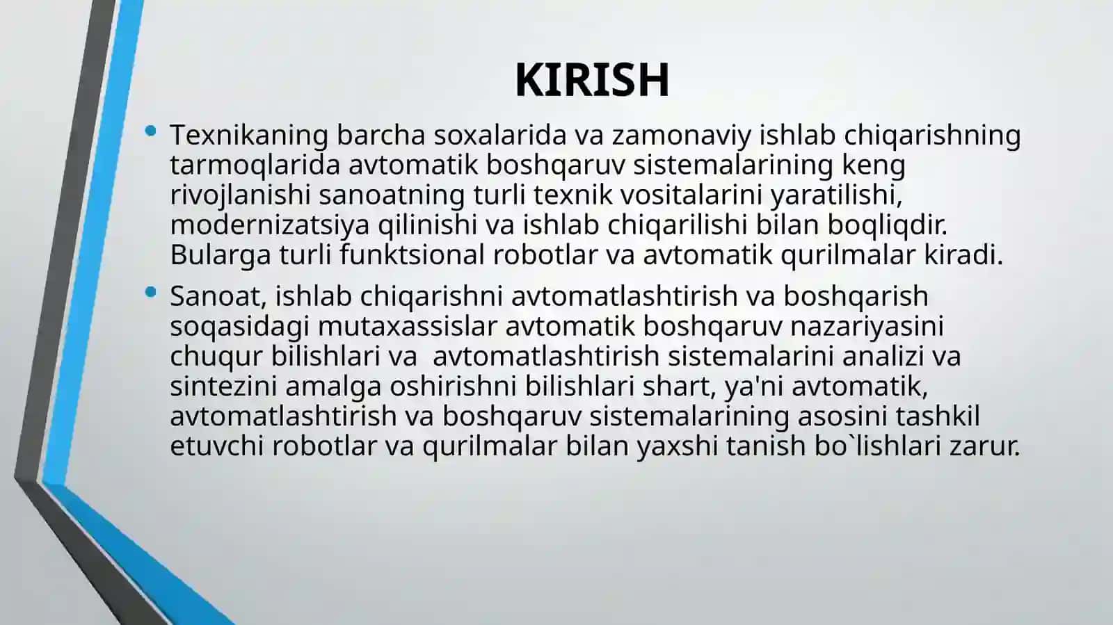 ROBOTOTEXNIKA KOMPLEKSLARI VA TIZIMLARI 2