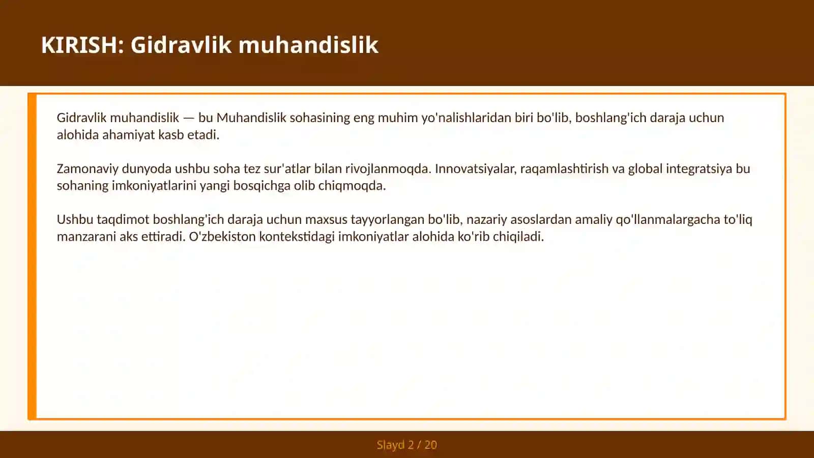 Gidravlik muhandislik 2