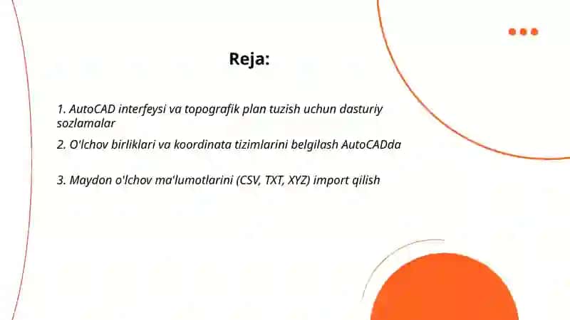 AUTO CAD da topografik plan tuzish 2