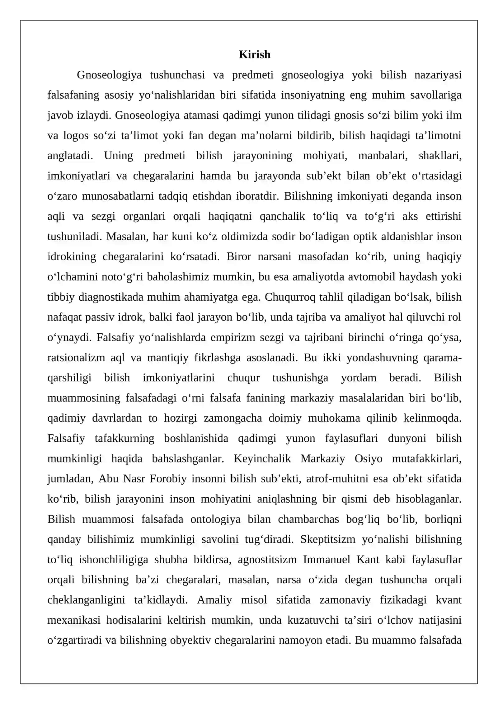 Gnoseologiya: bilishning imkoniyati va chegaralari 2