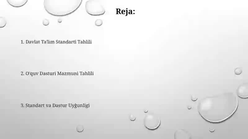 Davlat talim standarti va oquv dasturi mazmuni tahlili 2