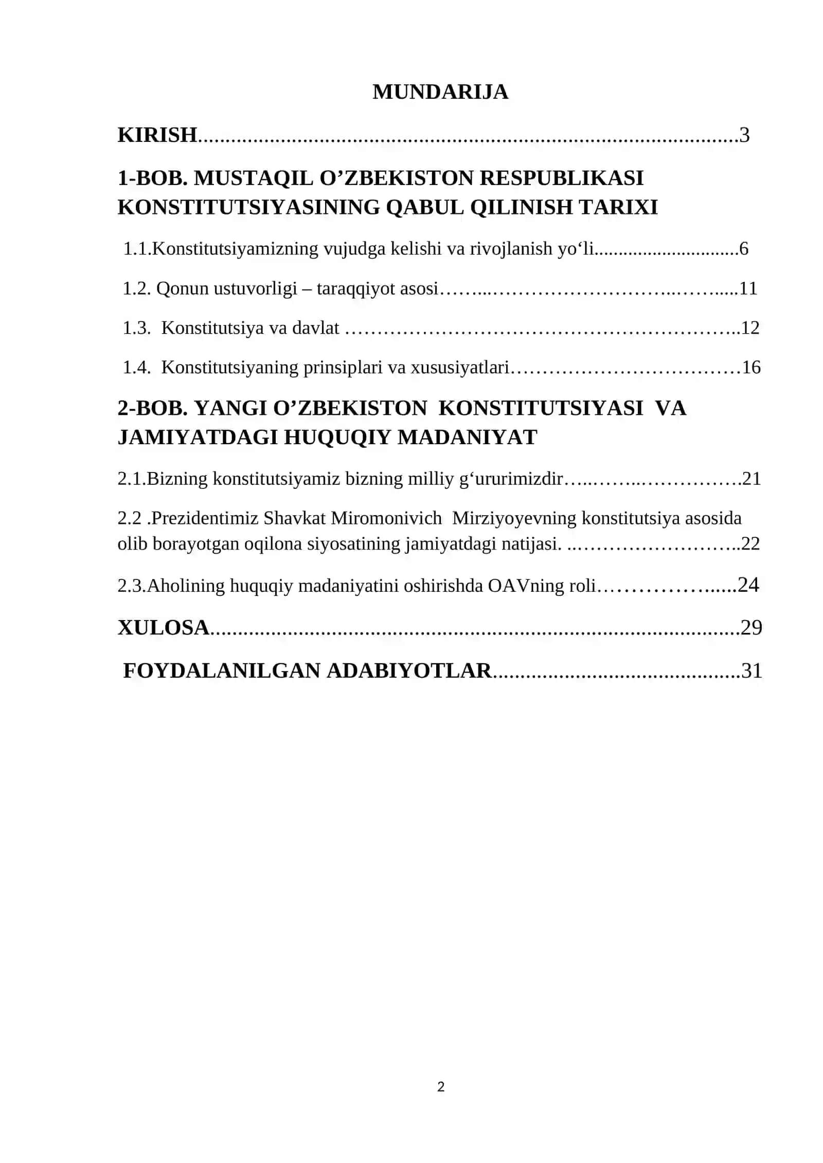 Mustaqil O’zbekistoning Konstitutsiyasi va huquqiy madaniyat 2