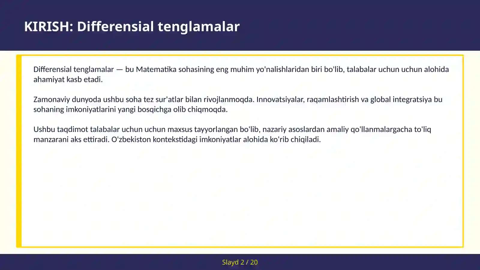 Differensial tenglamalar 2
