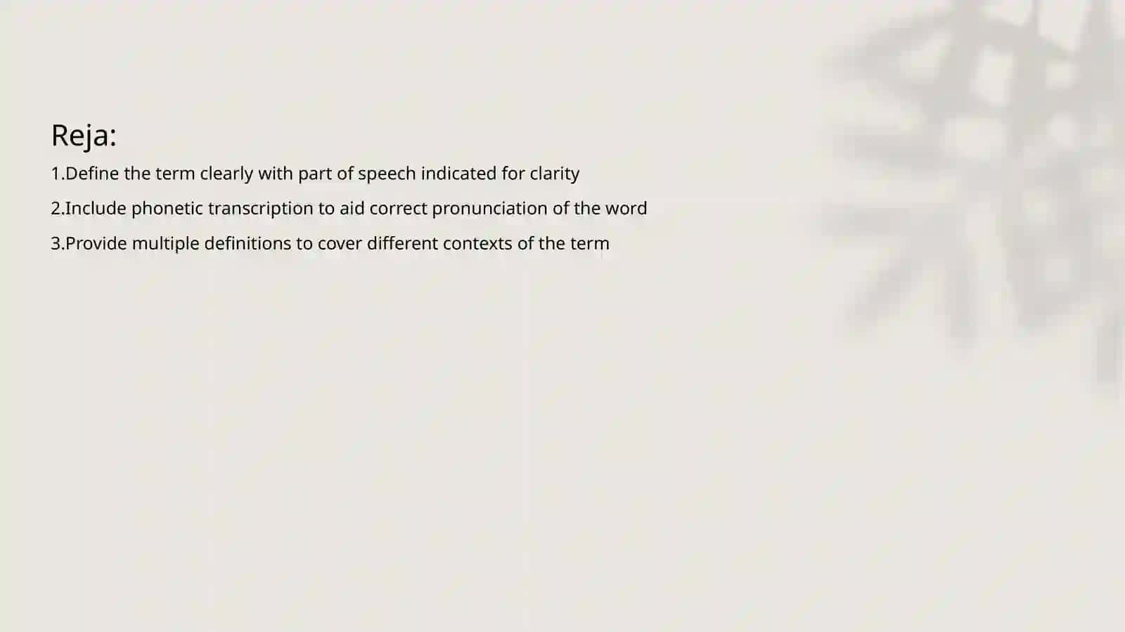 THE MAIN STRUCTURAL (components) OF A DICTIONARY ENTRY 2
