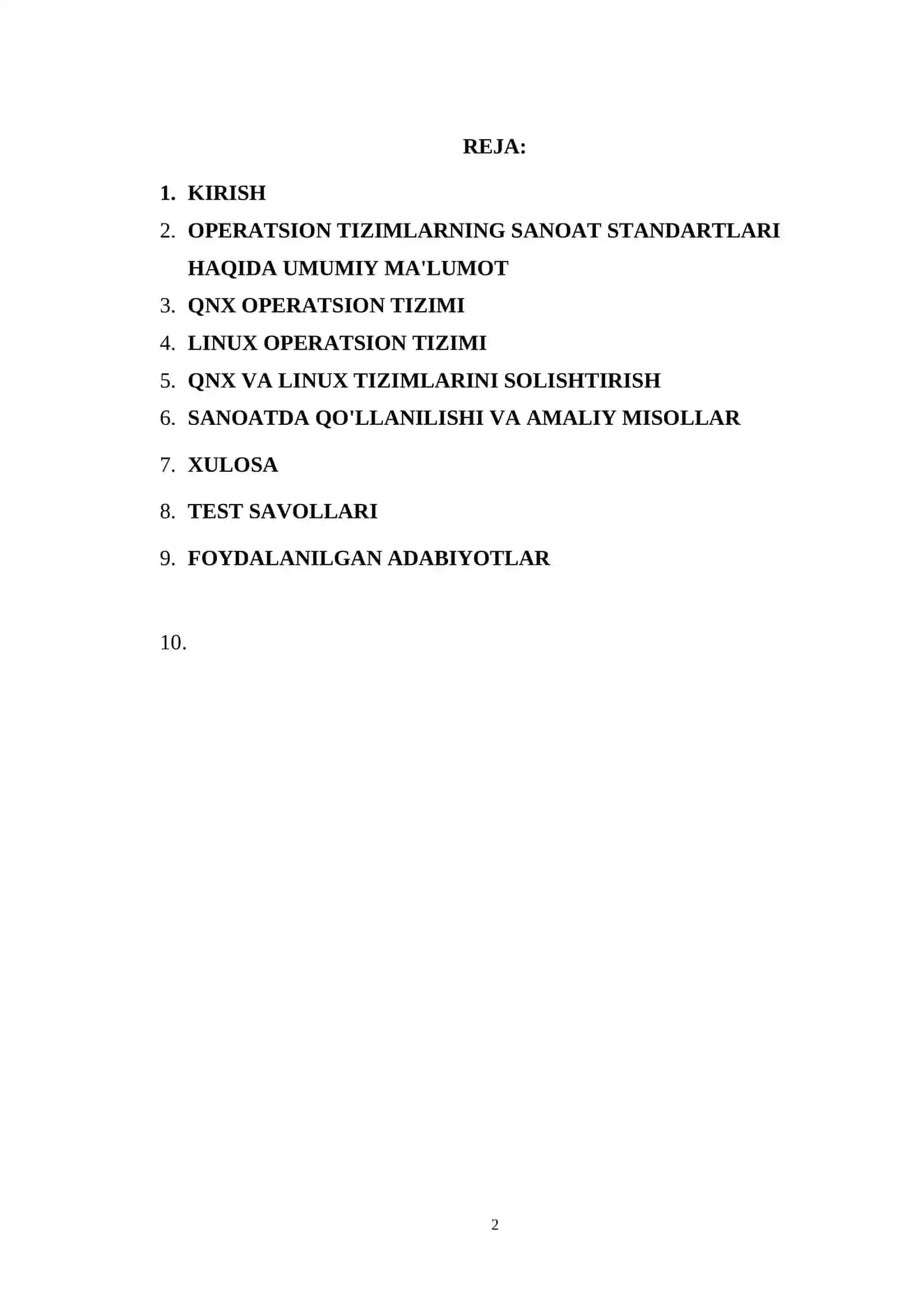 OTning sanoat standartlari (QNX, Linux OS) 2