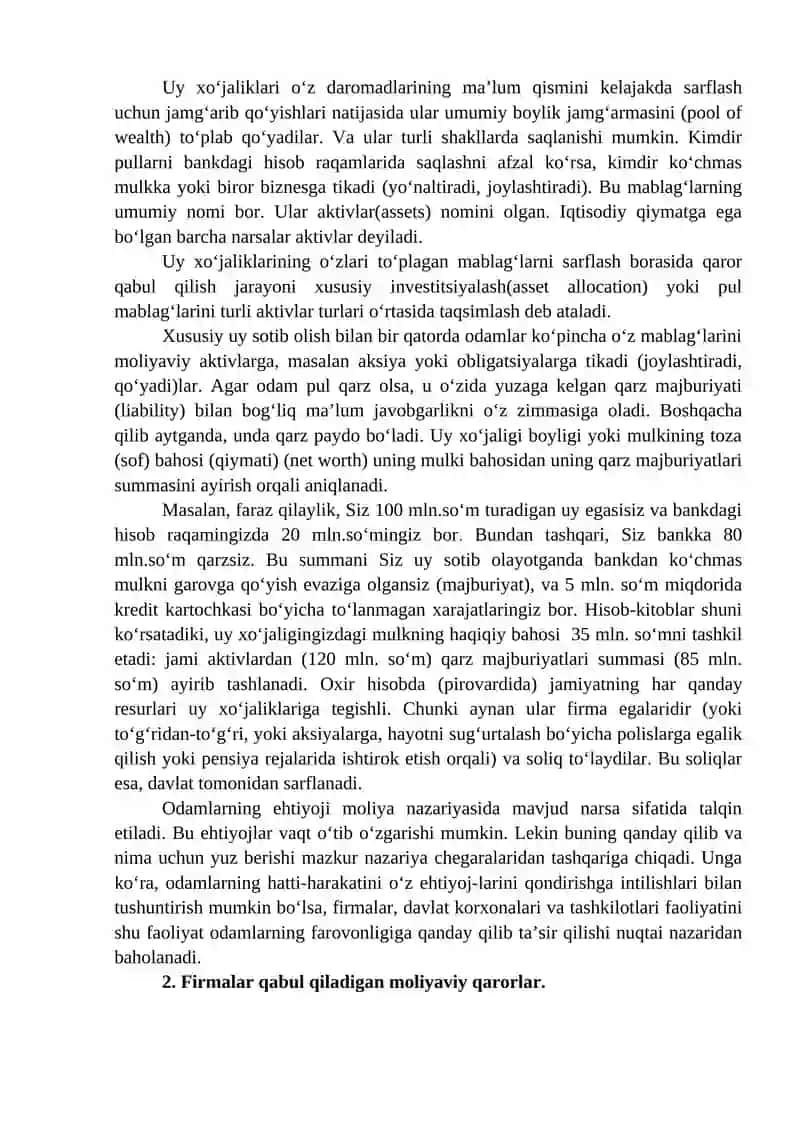 Moliyaviy qarorlar 2
