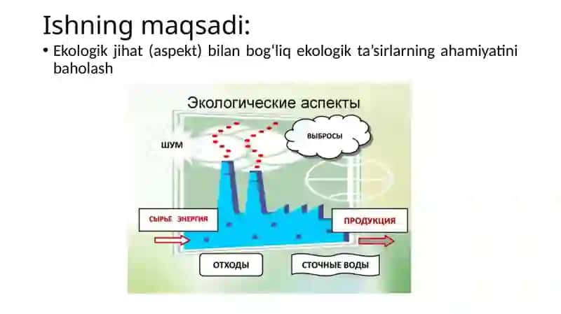 Ekologik jihatlar bilan bog‘liq ekologik ta’sirlarning ahamiyatini baholash 2
