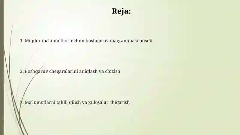 Miqdoriy ma'lumotlar uchun nazorat kartasiga misol 2