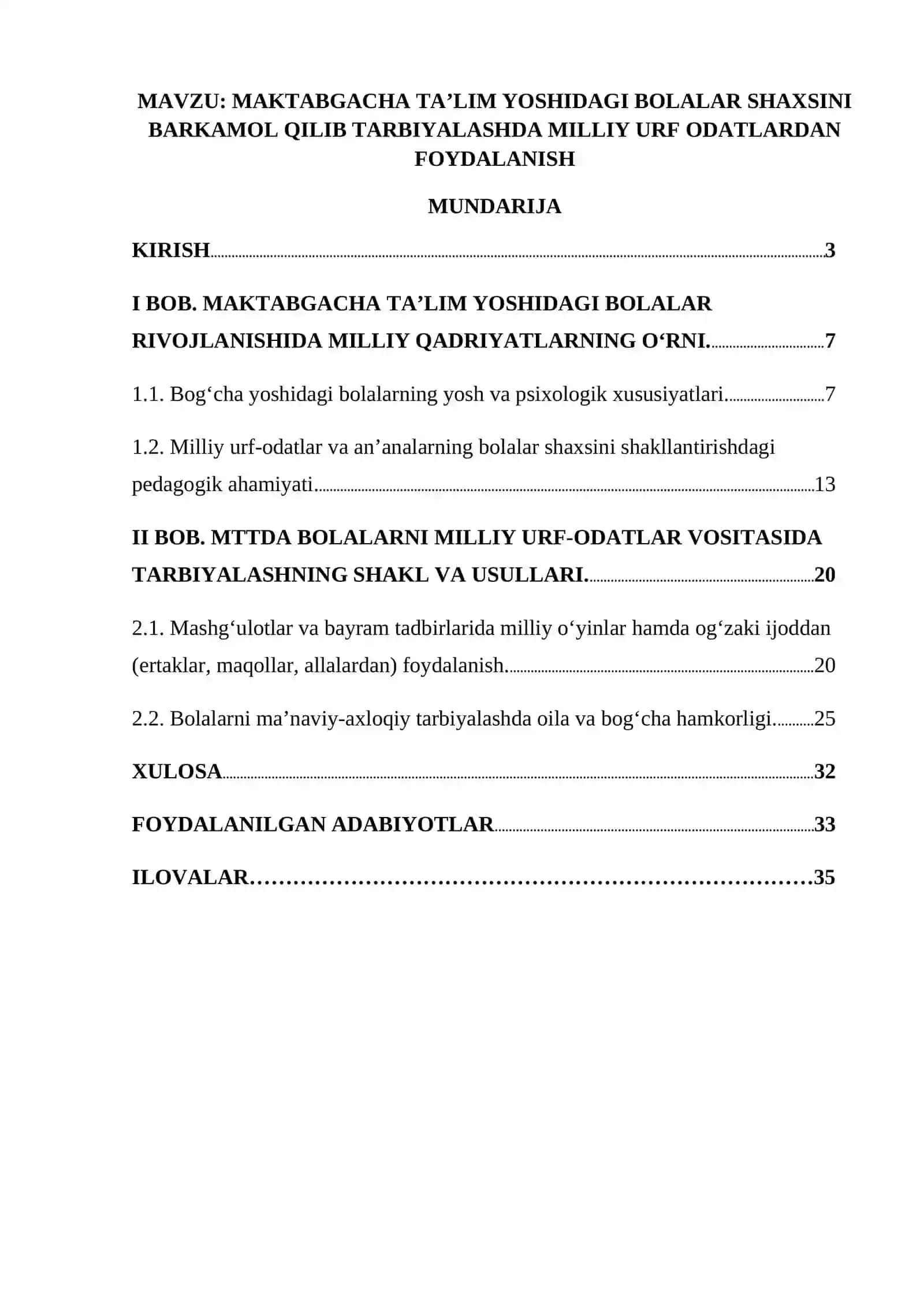 MAKTABGACHA TAʼLIM YOSHIDAGI BOLALAR SHAXSINI BARKAMOL QILIB TARBIYALASHDA MILLIY URF ODATLARDAN FOYDALANISH 2