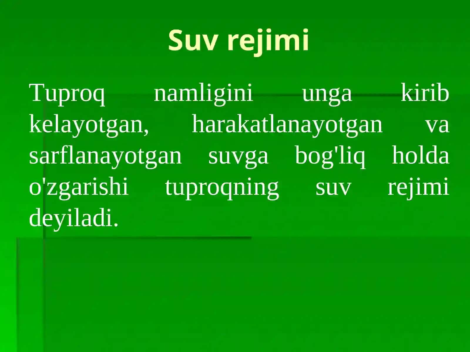 ТUPROQNING SUV REJIMI HAMDA ULARNI BOSHQARISH USULLARI 2