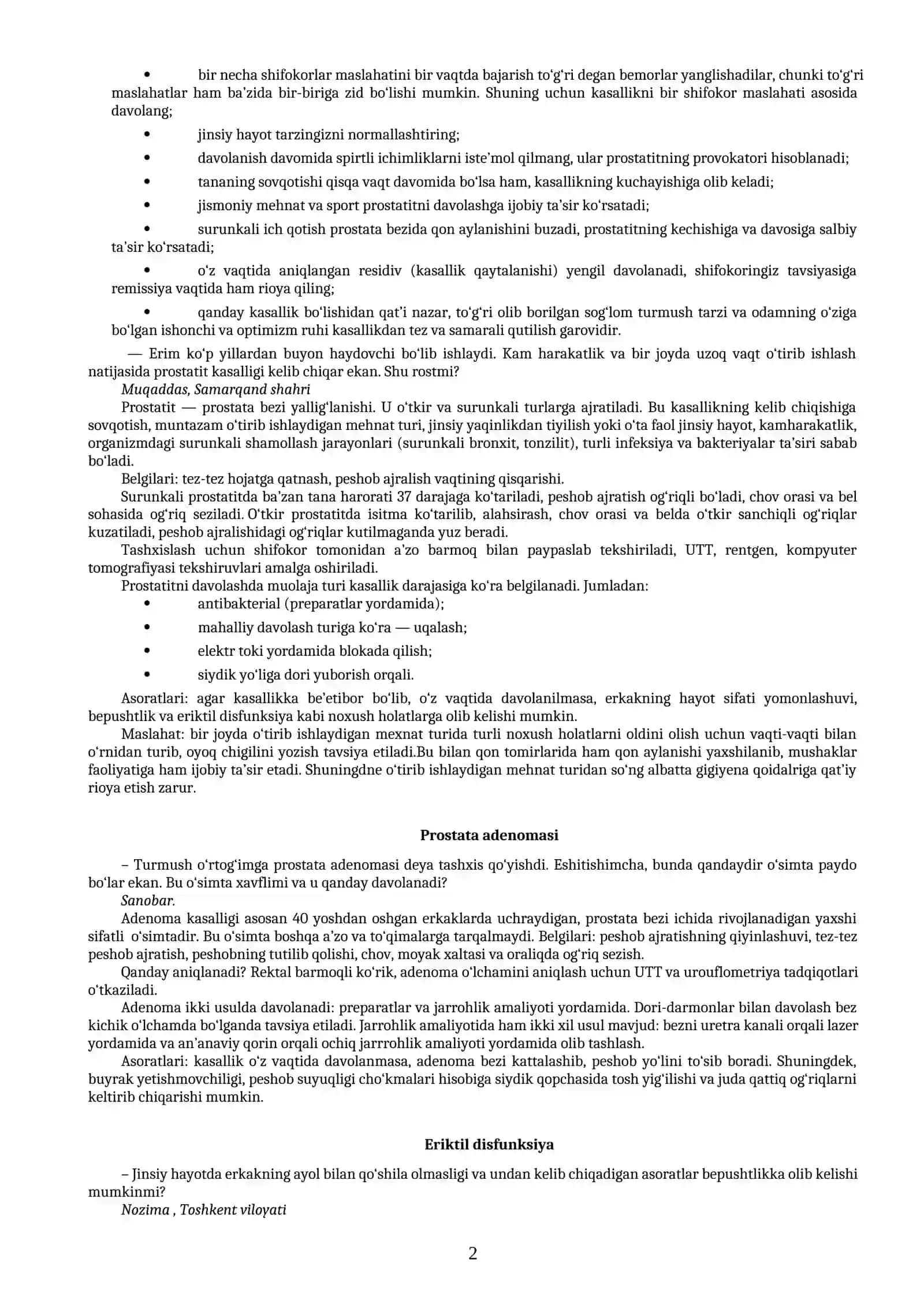 Erkaklar salomatligiga xavf soluvchi kasalliklar 2