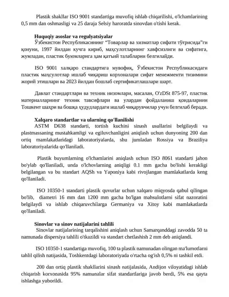 Plastir dori shakllarini standartlash va sifatini shakllantirish 2