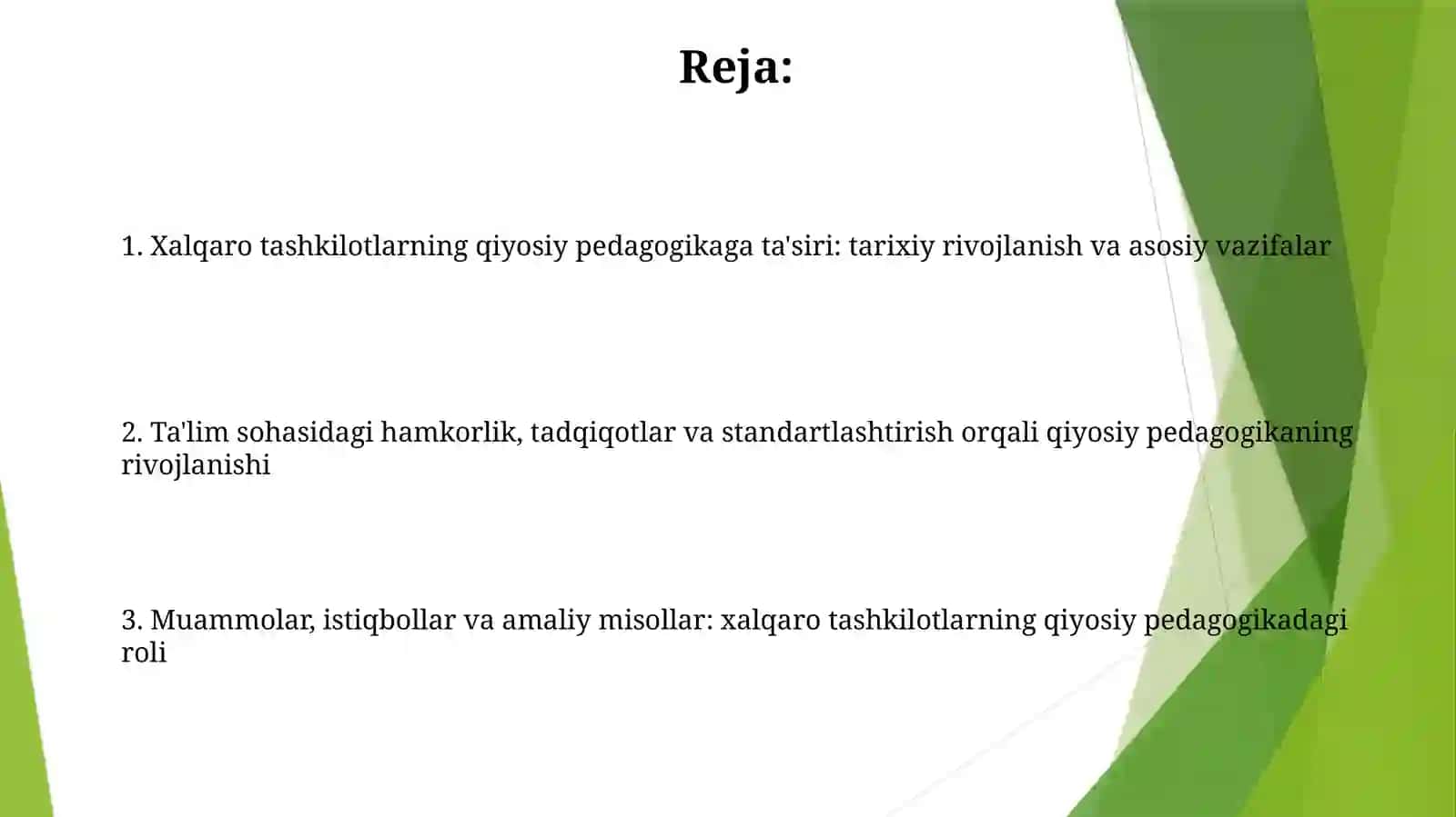 Komparativistik pedagogika fani rivojlanishida xalqaro tashkilotlar va ularning faoliyati 2