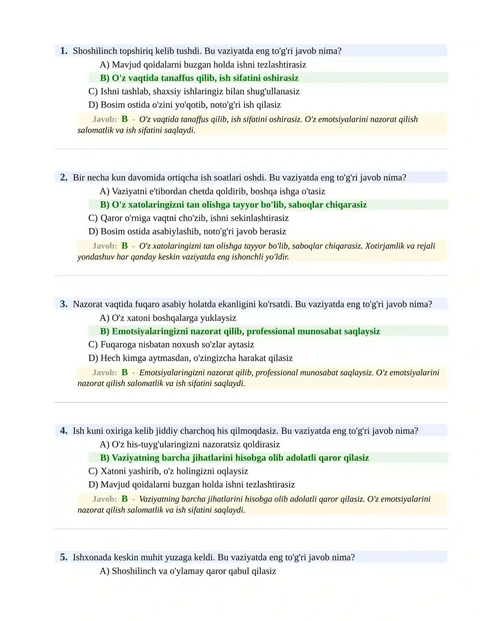 BOJXONA XIZMATIGA ISHGA KIRISH PSIXOLOGIK SINOV Testlari 2