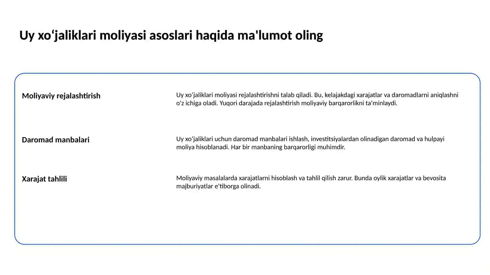 Uy xoʻjaliklari moliyasi 2