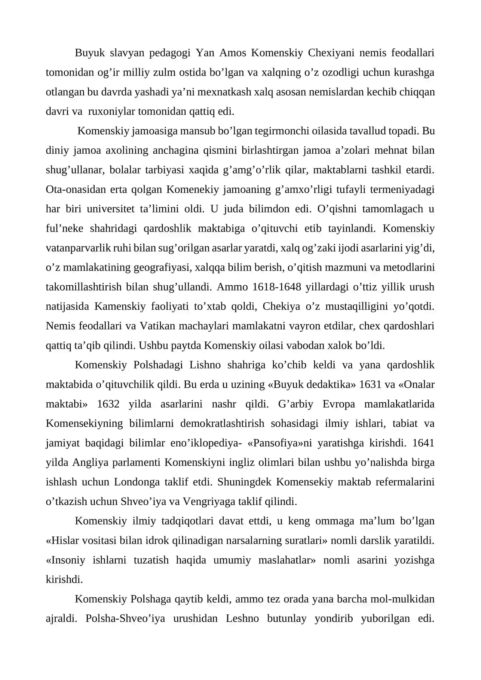 Yan Amos Komenskiyning pedagogik qarashlari va pedagogik faoliyati 2