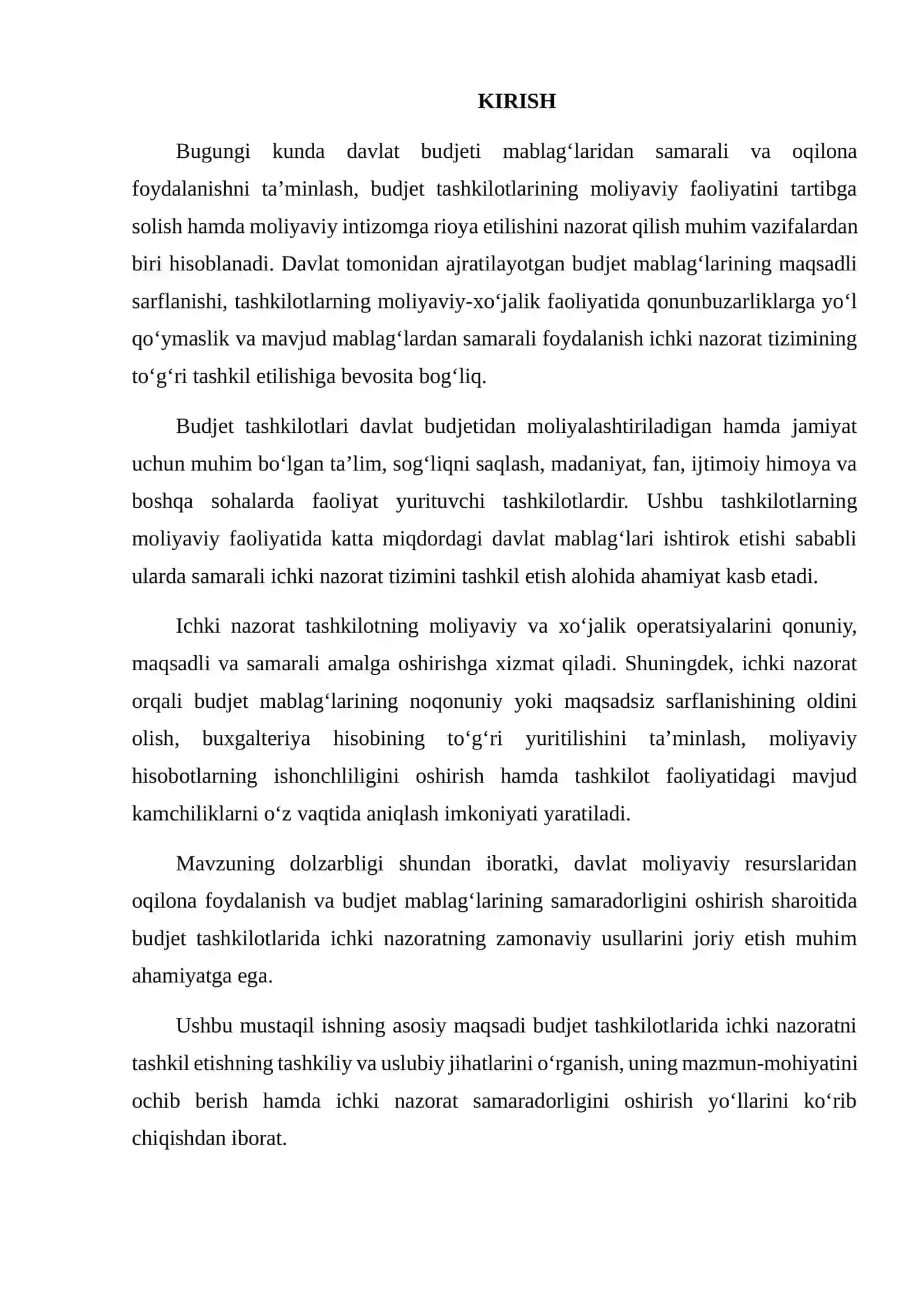 BUDJET TASHKILOTLARIDA ICHKI NAZORATNI TASHKIL ETISHNING TASHKILIY-USLUBIY JIHATLARI 2