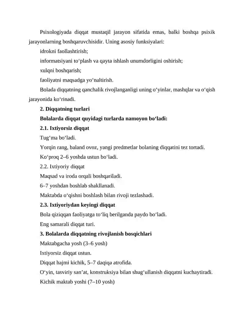 Bolalarda diqqatning rivojlanishi 2