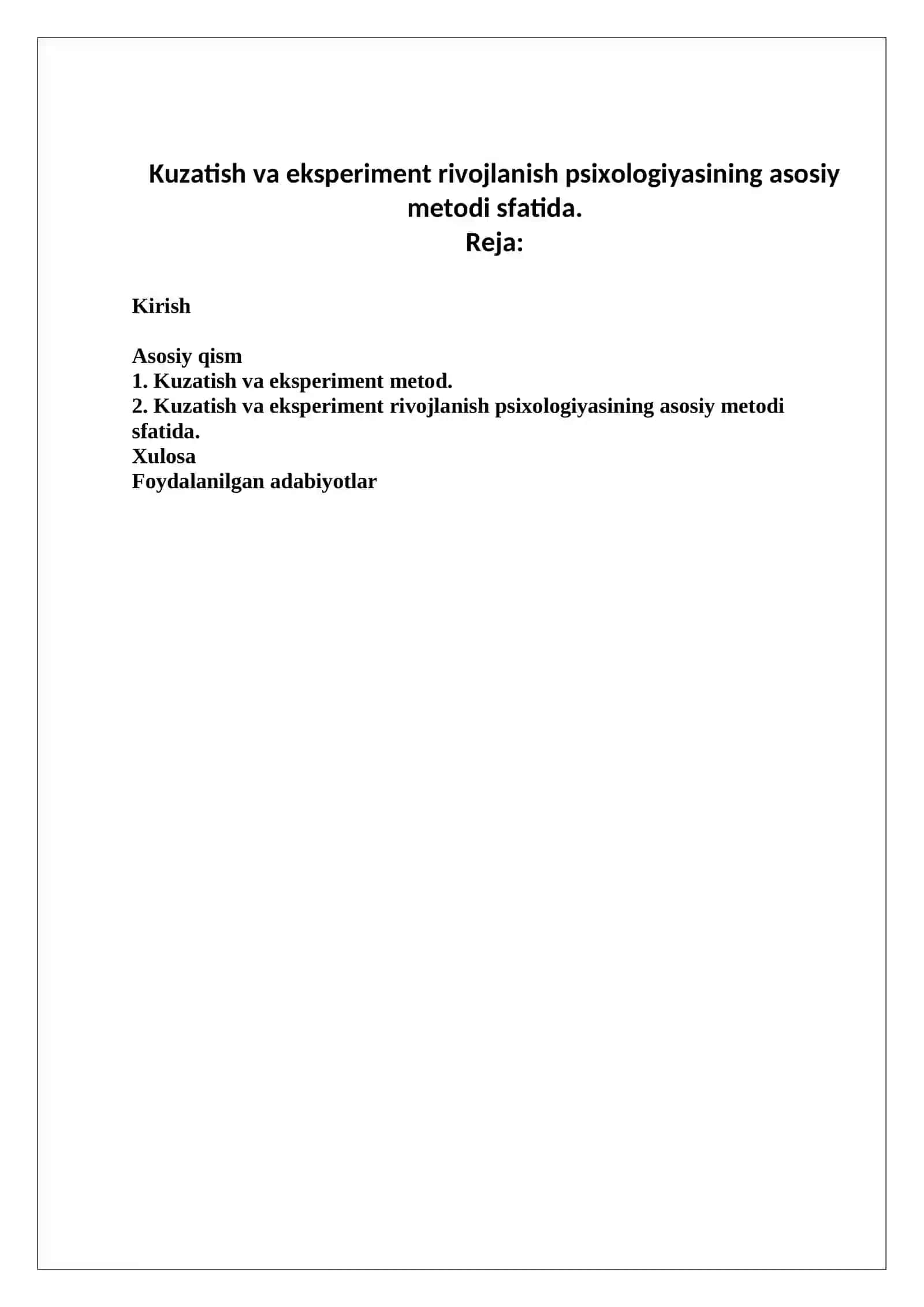 Kuzatish va eksperiment rivojlanish psixologiyasining asosiy metodi sfatida 2