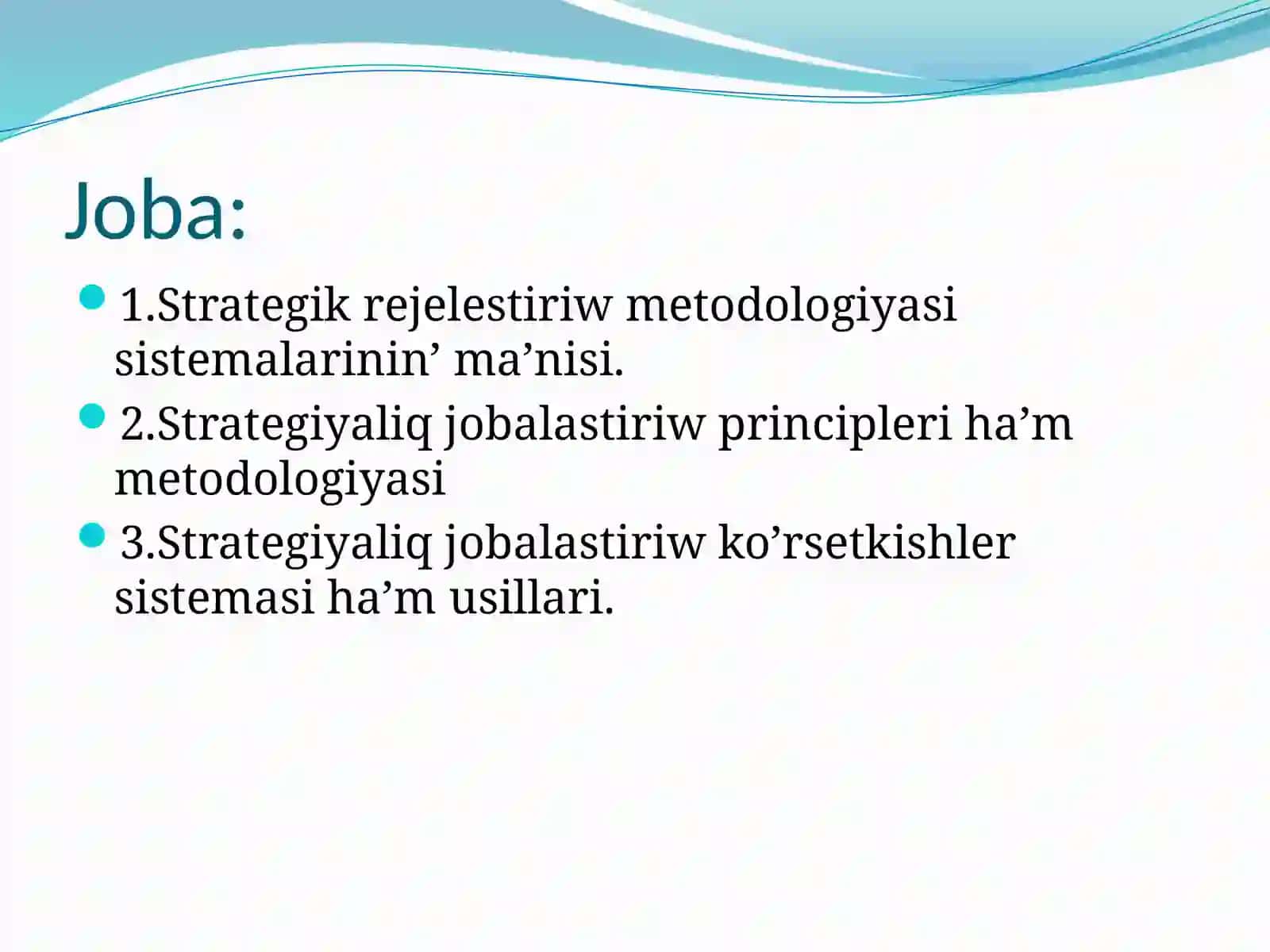 Strategik Rejalestiriw Metodologiyasi 2