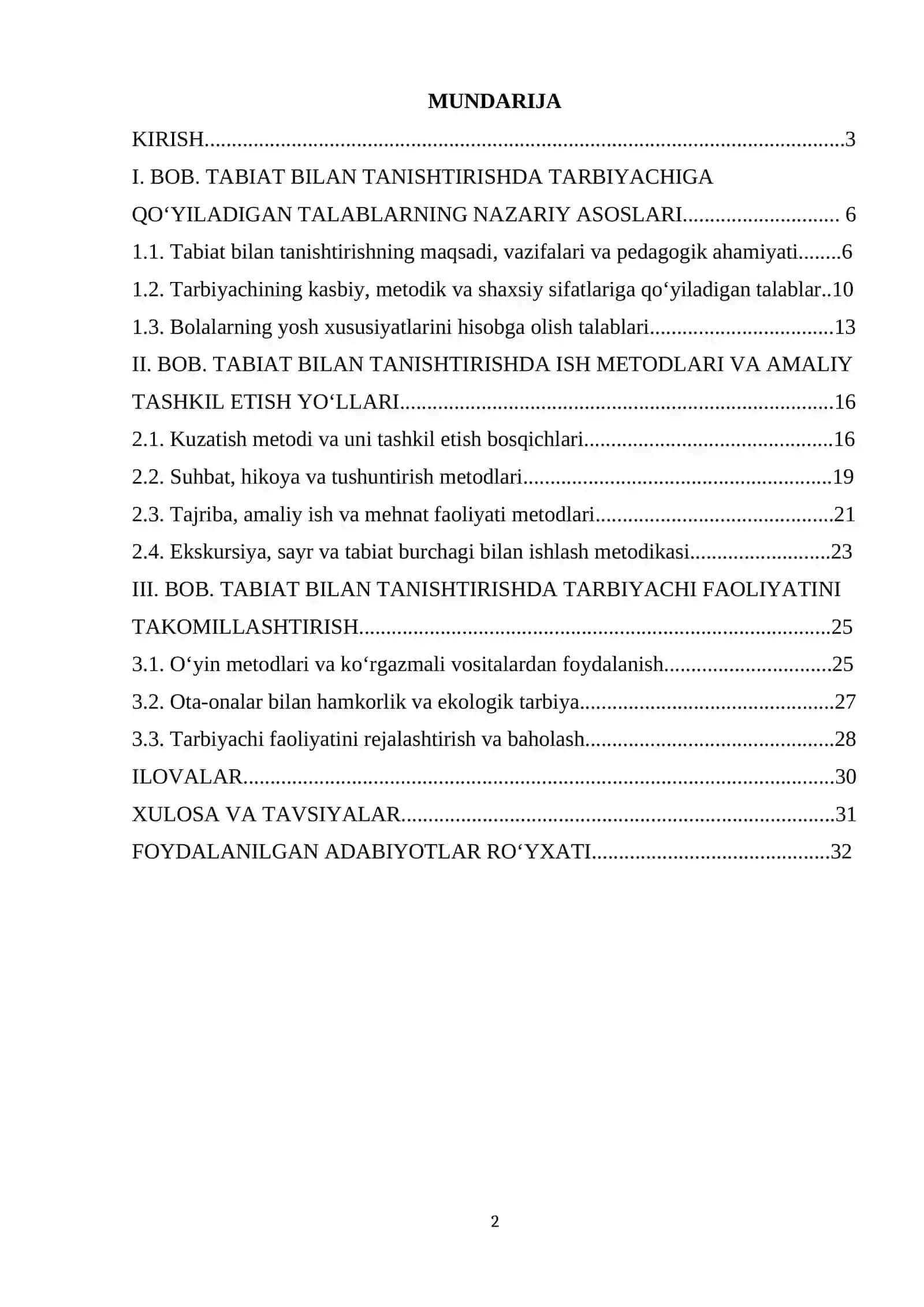 Tabiat bilan tanishtirishda tarbiyachiga qo‘yiladigan talablar va ish metodlari 2