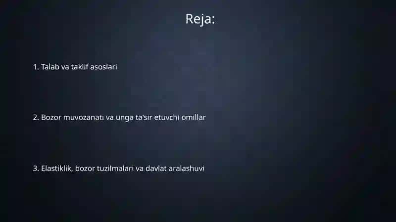 Talab va taklif. Bozor muvozanati 2