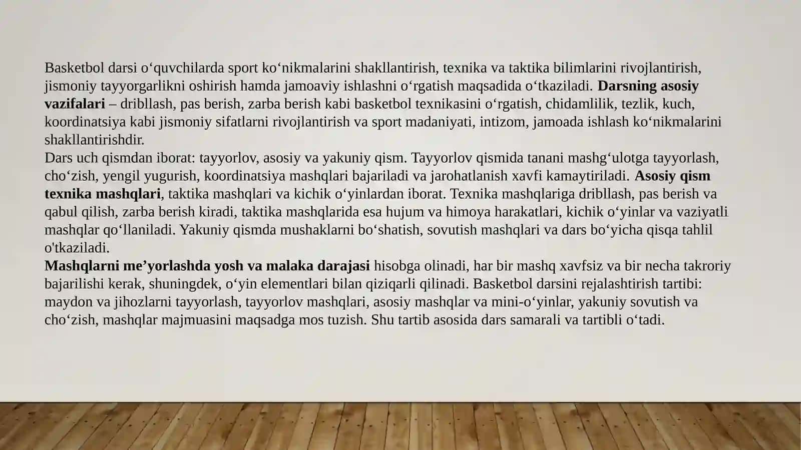 Basketbol darsi 2
