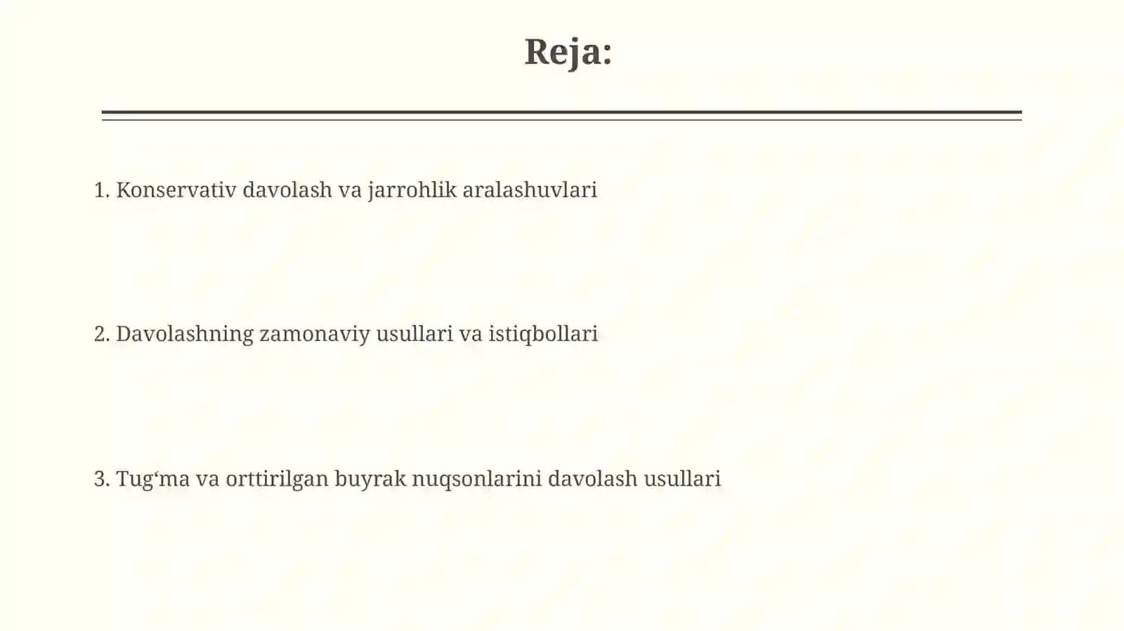 Buyraklarning tug'ma va orttirilgan nuqsonlarinidavolash 2