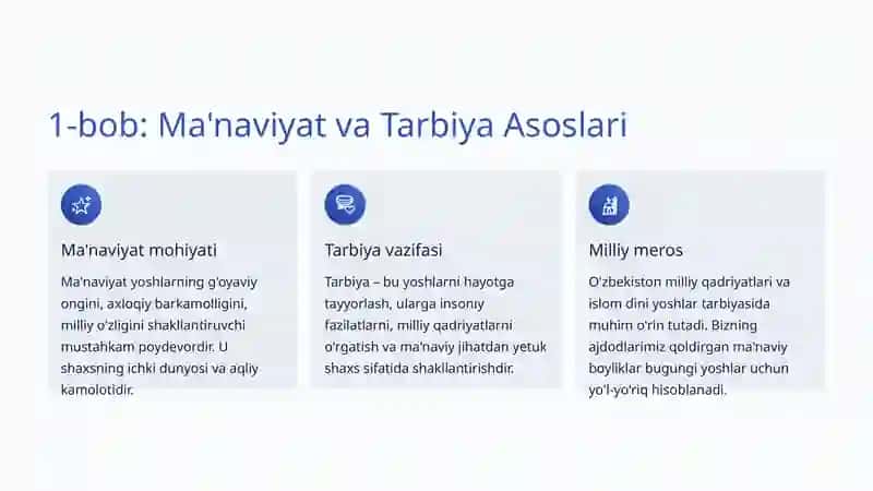 Yoshlar Ma'naviy Tarbiyasi: Milliy Qadriyatlar va Zamonaviy Yondashuvlar 2