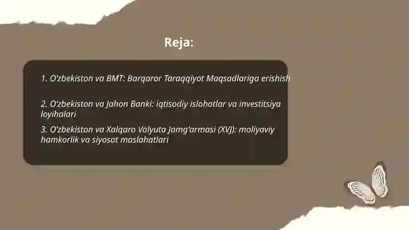 Oʻzbekistonning xalqaro tashkilotlar bilan hamkorligi 2