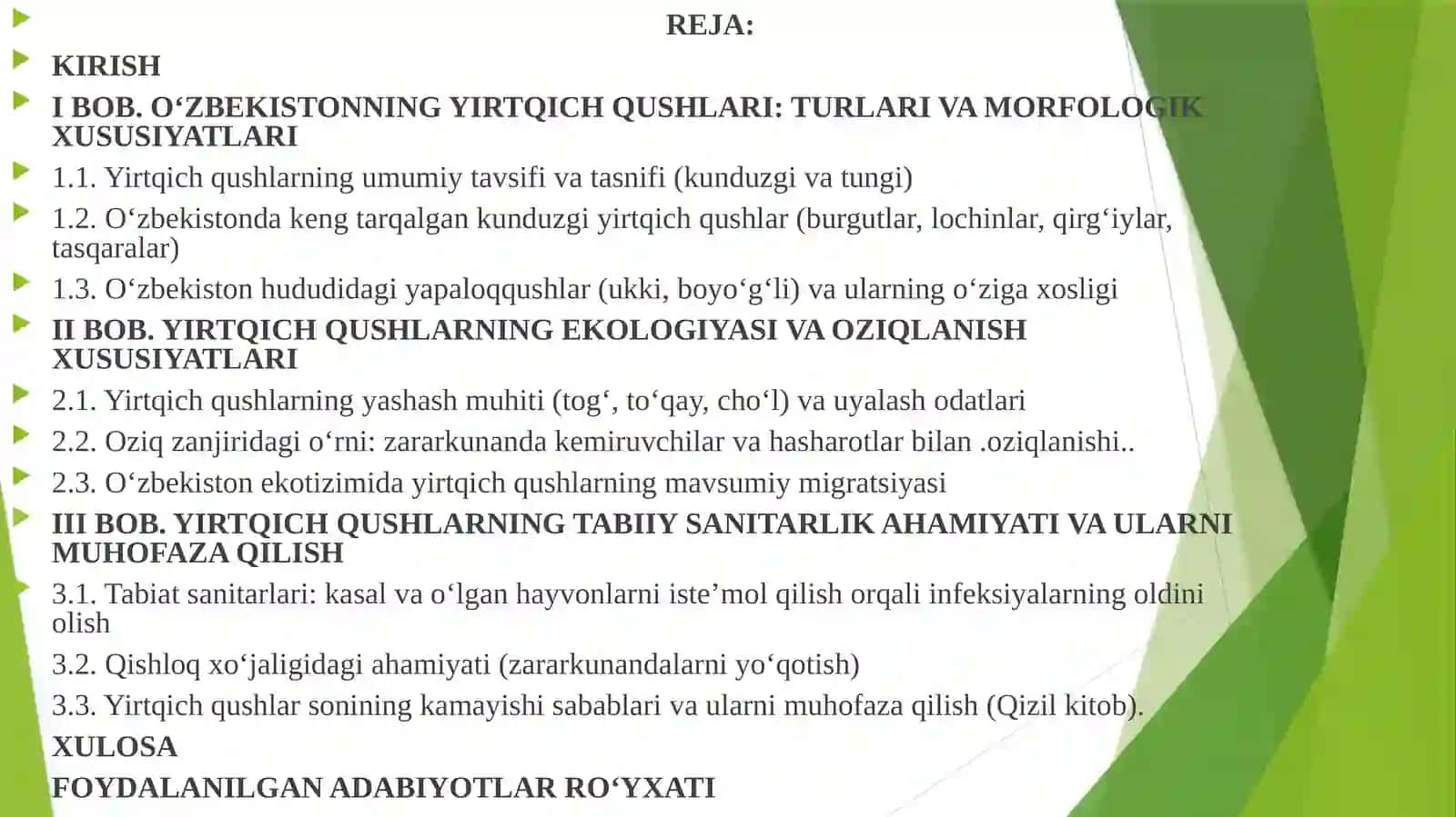 OʻZBEKISTONDATARQALGAN YIRTQICH QUSHLAR VA ULARNING TABIIY SANITARLIKDAGI AHAMIYATI 2