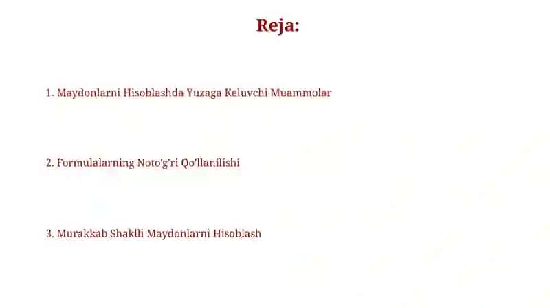 Yuzalarni formula yordamida hisoblashga doir masalalar 2