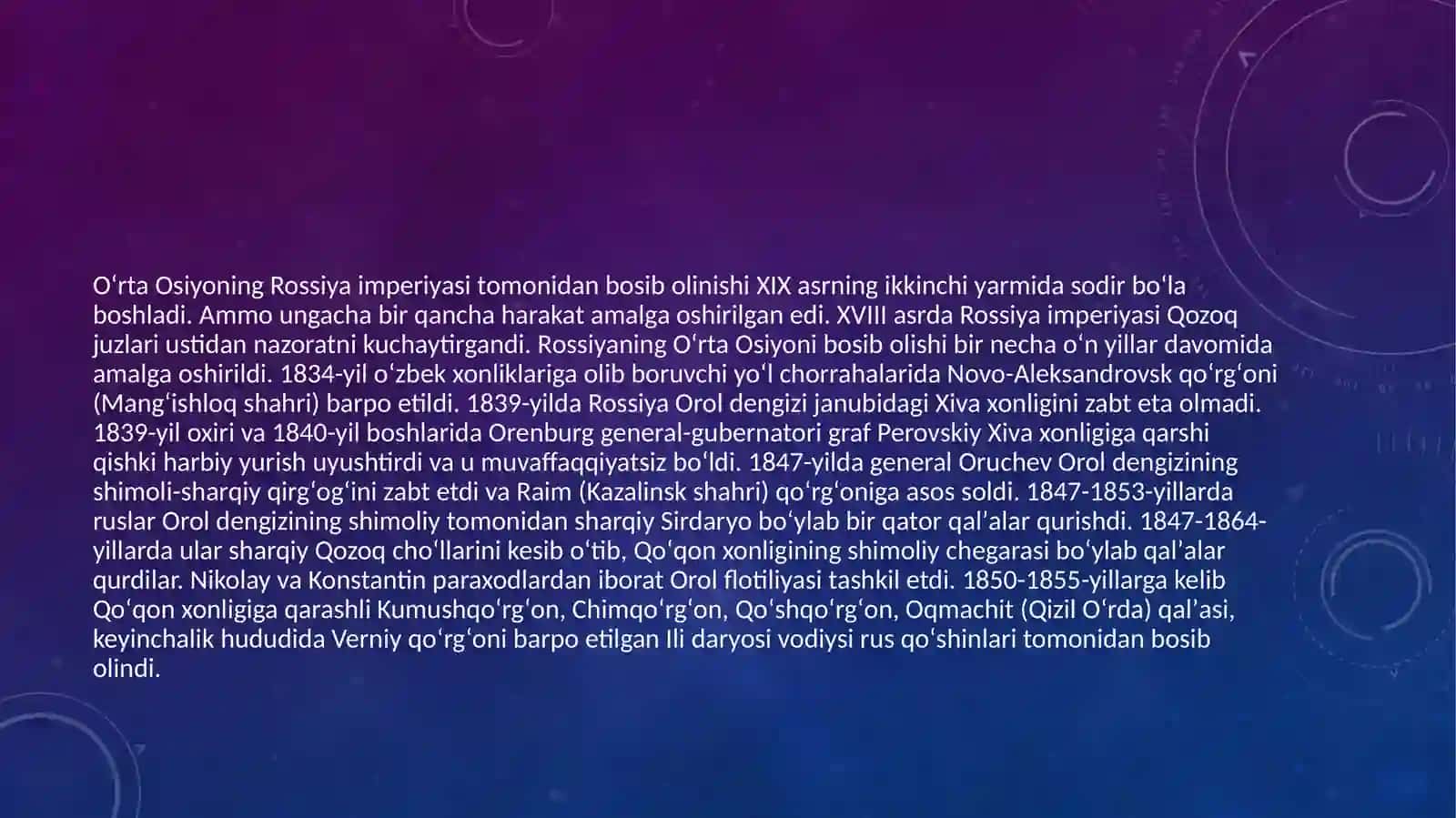 Oʻrta Osiyoning Rossiya imperiyasi tomonidan bosib olinishi 2