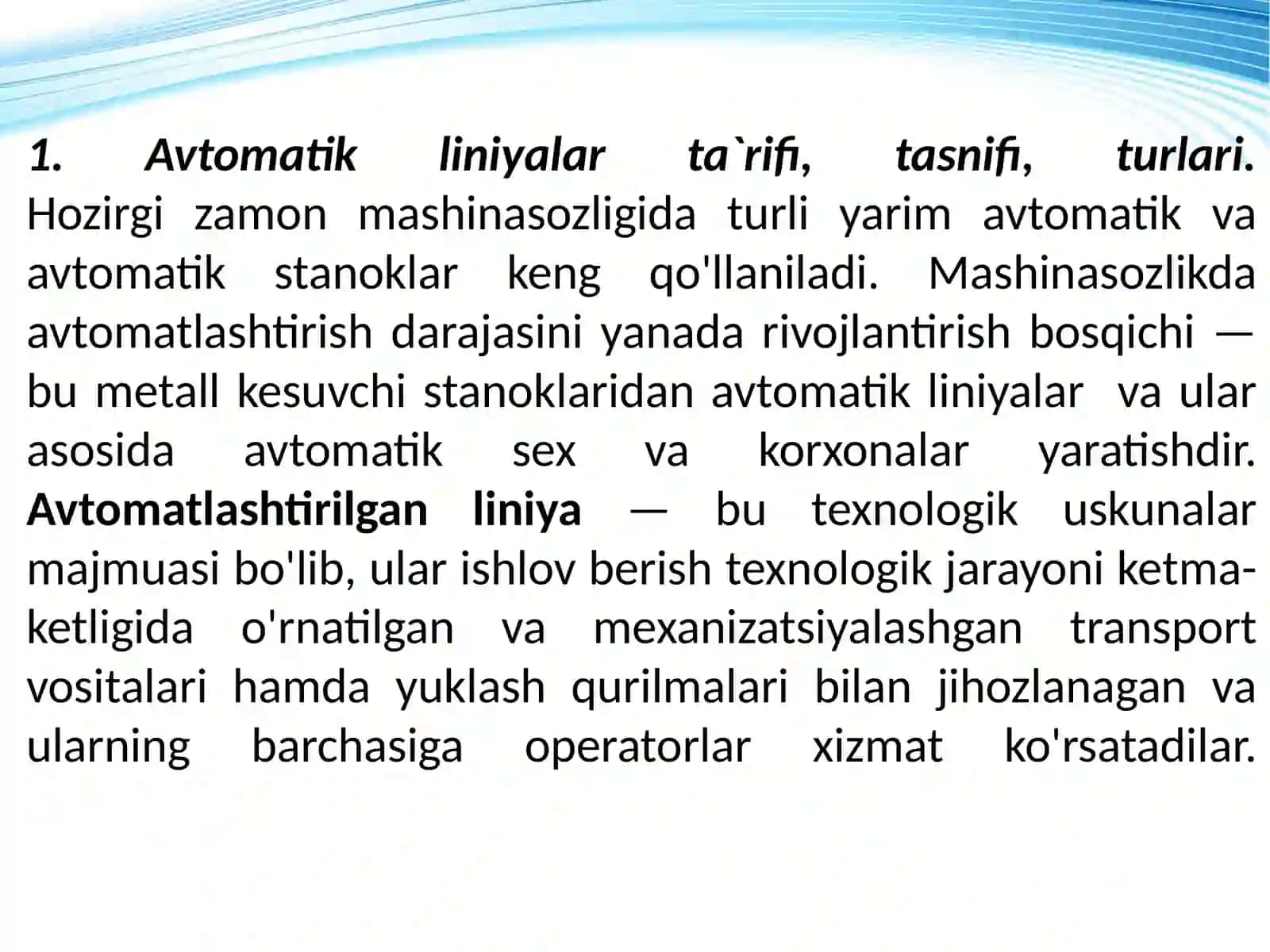 AVTOMATIK LINIYALAR 2