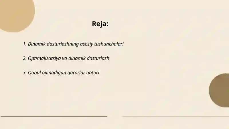 Dinamik dasturlash masalalarini hal qilish usullari 2