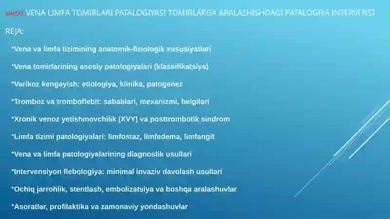 vena limfa tomirlari patalogiyasi tomirlarga aralashishdagi patalogiya intervensi 2
