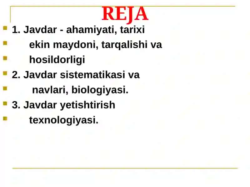 Javdar Biologiyasi va Yetishtirish Texnologiyasi 2